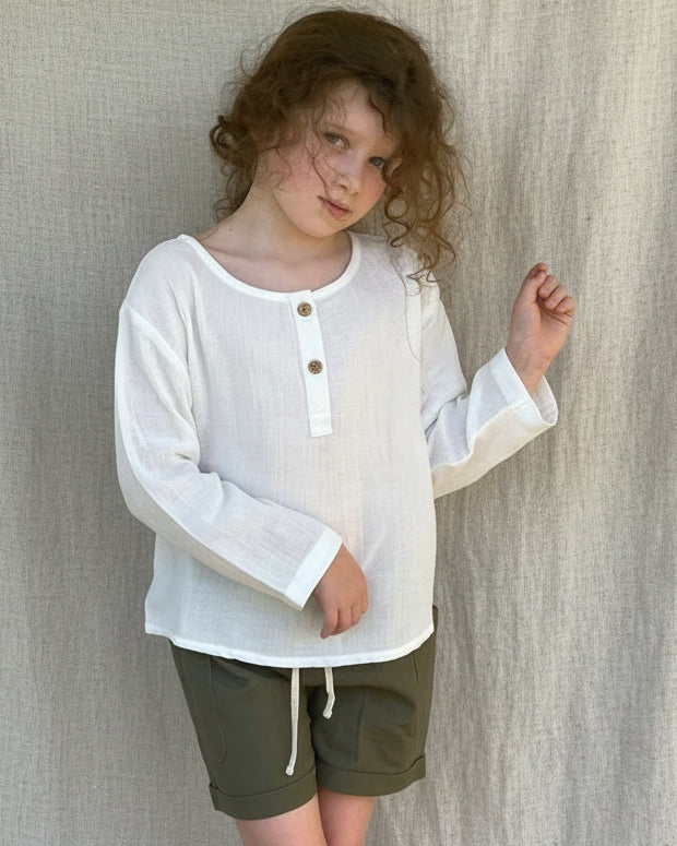 Soft Muslin Breathable Pure Cotton Long Sleeve Shirt