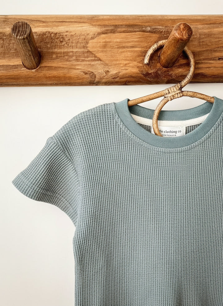 Everyday Waffle Cotton Set in Eucalyptus / Dusk Pink / Slate Blue