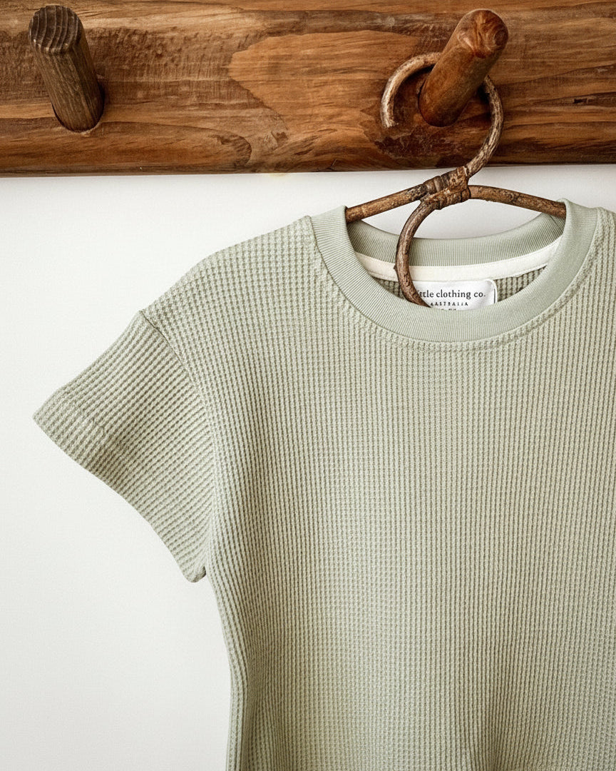 Everyday Waffle Cotton Set in Eucalyptus / Dusk Pink / Slate Blue