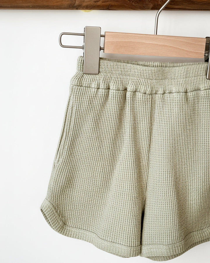 Everyday Waffle Cotton Set in Eucalyptus / Dusk Pink / Slate Blue