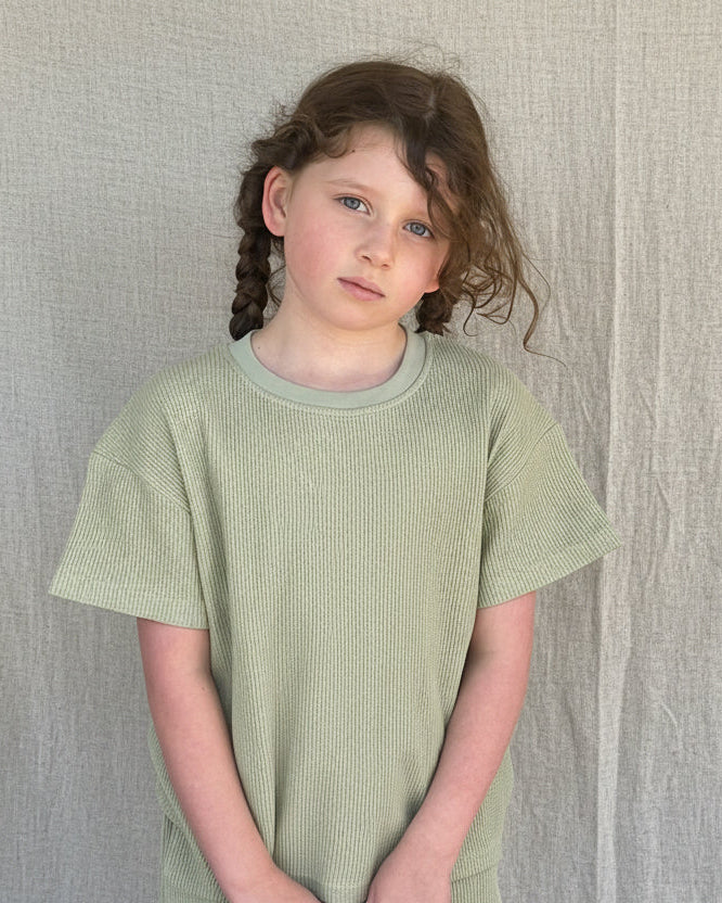 Everyday Waffle Cotton Set in Eucalyptus / Dusk Pink / Slate Blue