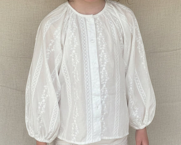 The Vintage Garden Lace Blouse in Soft White