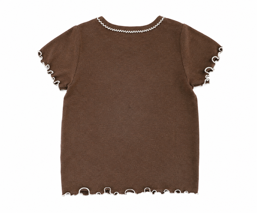 Softest Brushed Cotton Lettuce Edge Short Sleeve Tee