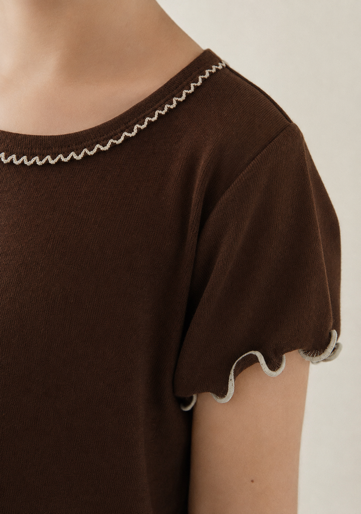Softest Brushed Cotton Lettuce Edge Short Sleeve Tee