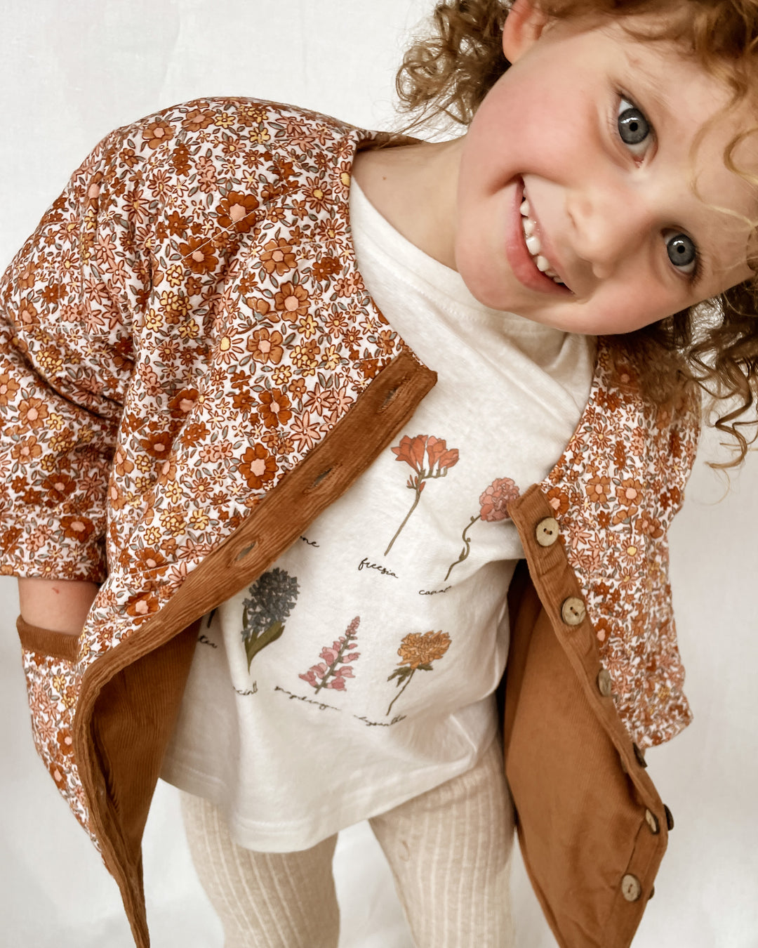 Ditsy Floral Quilted Jacket in Cotton & Corduroy - Reversible