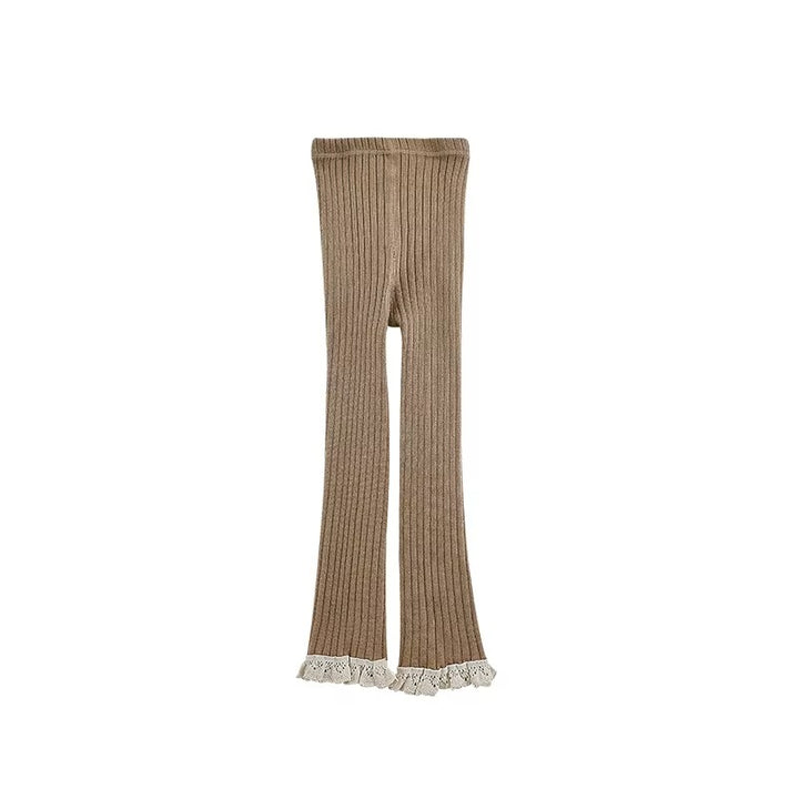 Broderie Lace Trim Leggings in Pure Cotton