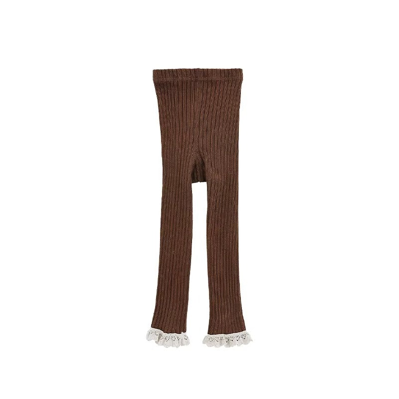 Broderie Lace Trim Leggings in Pure Cotton