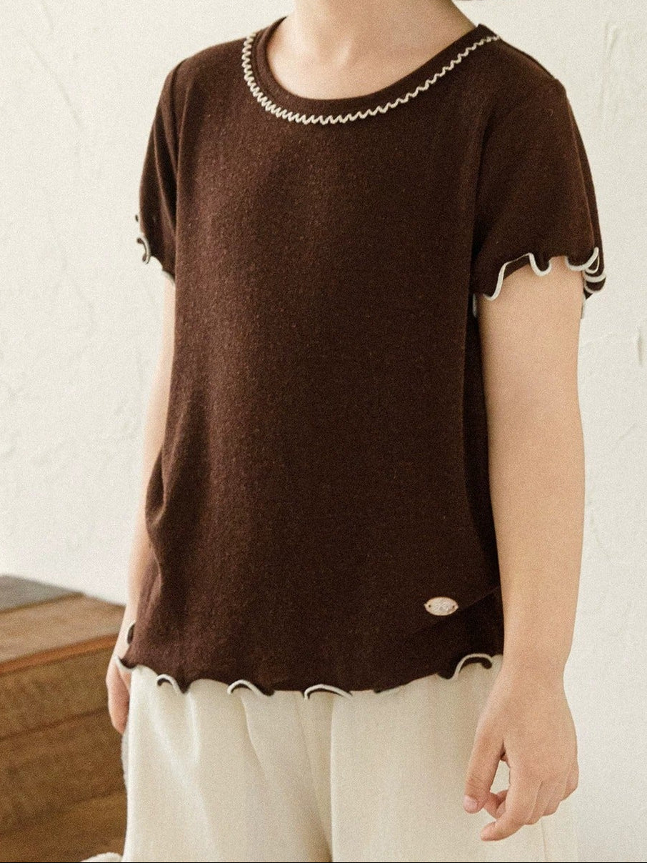 Softest Brushed Cotton Lettuce Edge Short Sleeve Tee