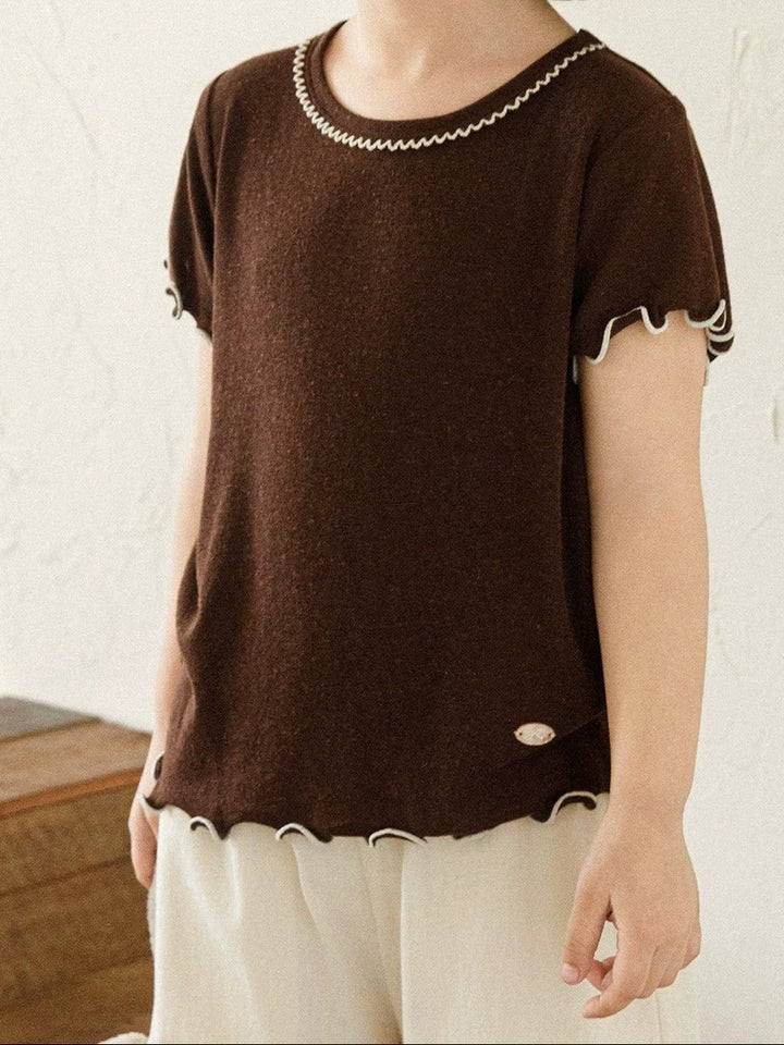 Softest Brushed Cotton Lettuce Edge Short Sleeve Tee