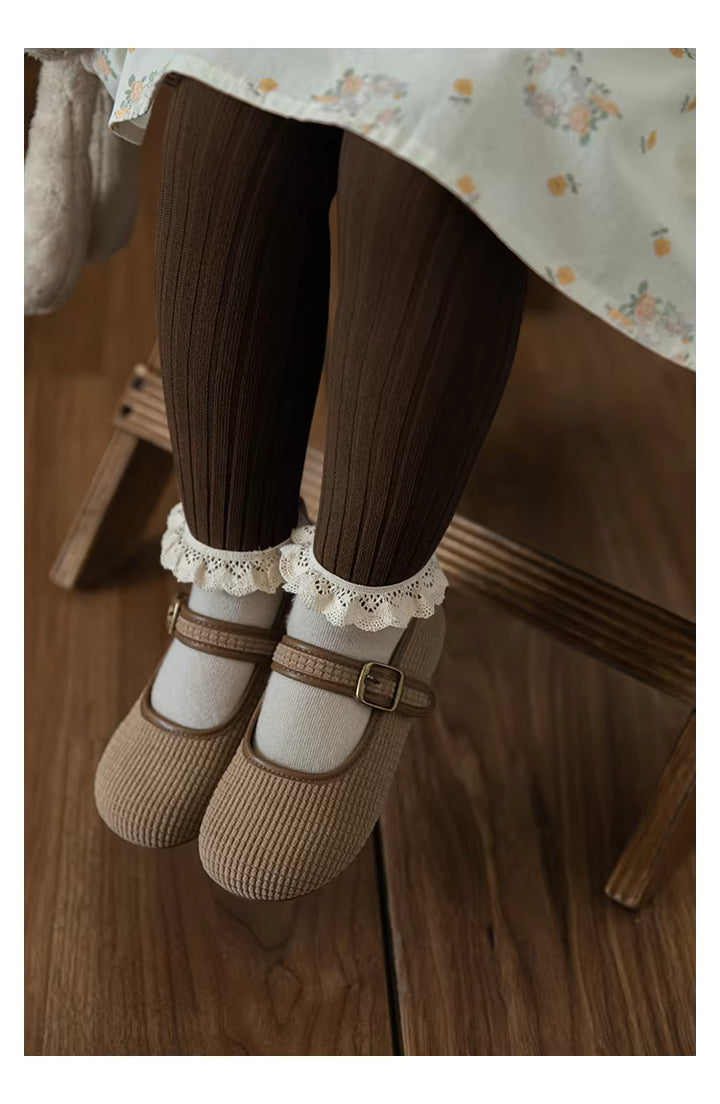 Broderie Lace Trim Leggings in Pure Cotton