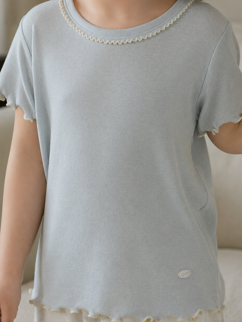 Softest Brushed Cotton Lettuce Edge Short Sleeve Tee