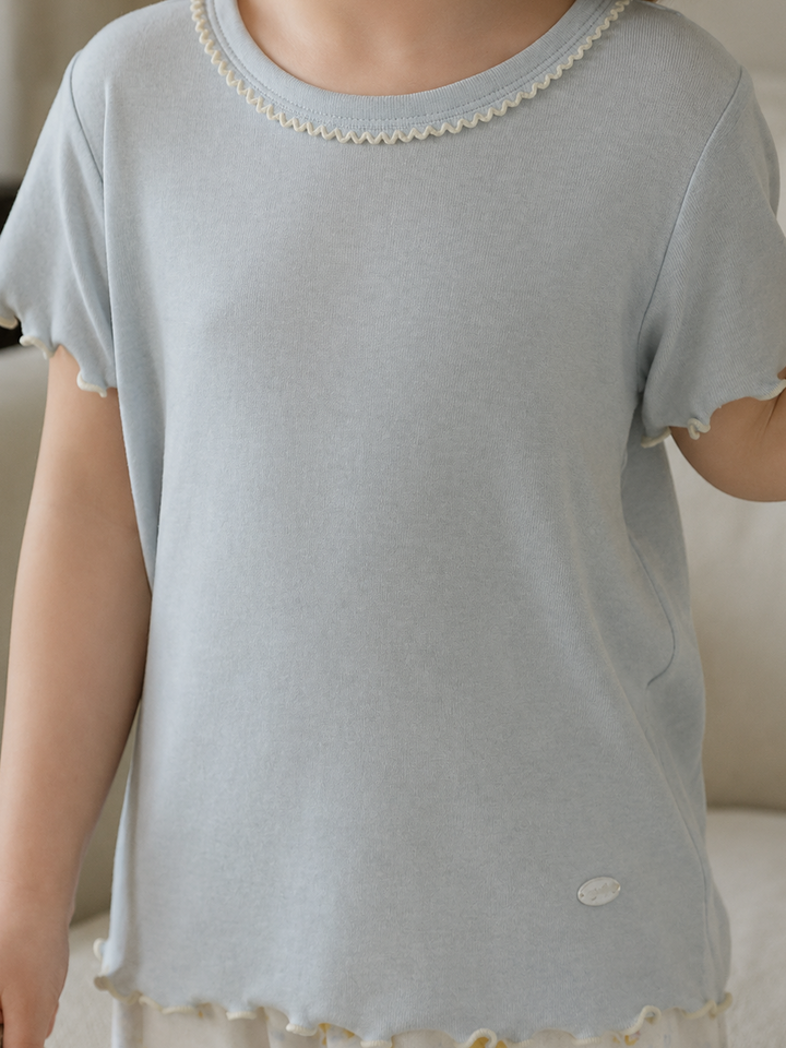 Softest Brushed Cotton Lettuce Edge Short Sleeve Tee