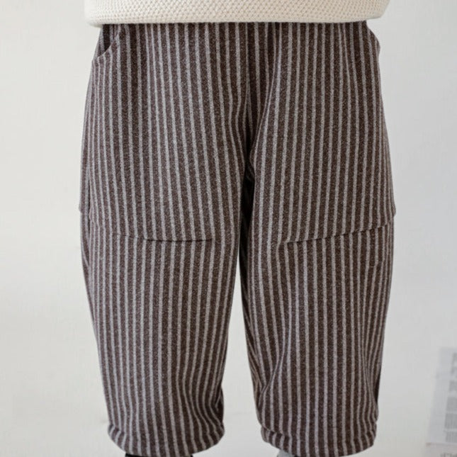 Cosy Brushed Cotton Pinstripe Pants with Fleece Lining