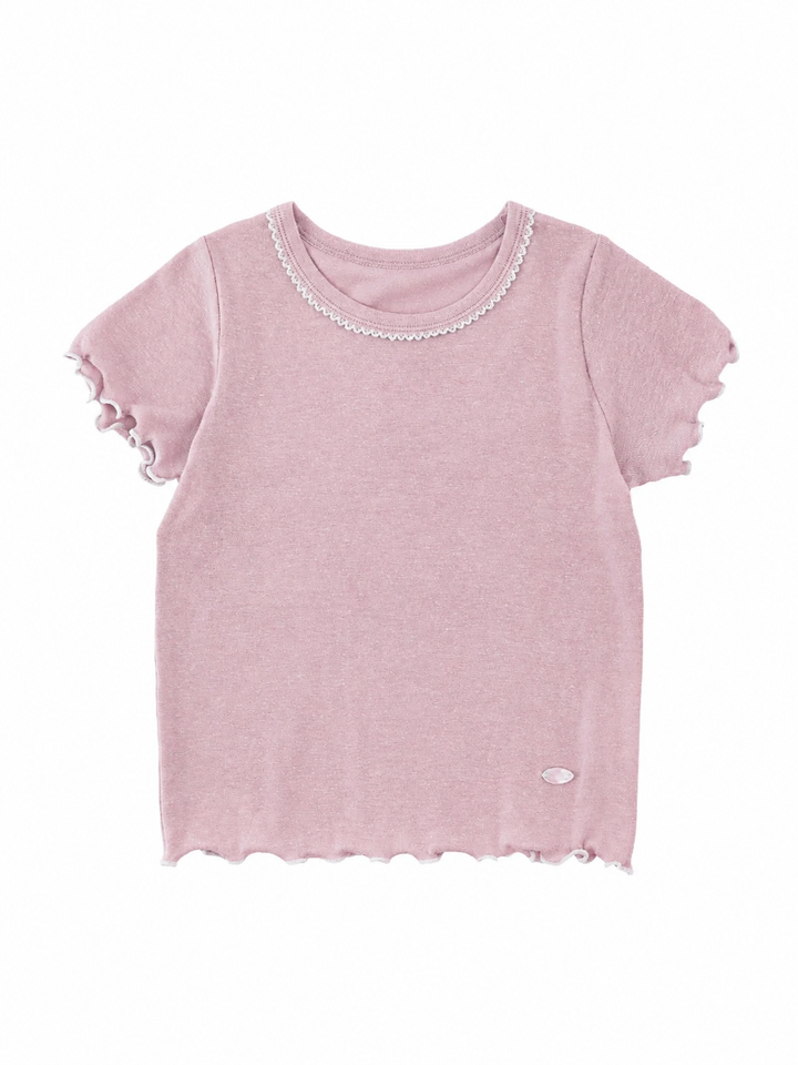 Softest Brushed Cotton Lettuce Edge Short Sleeve Tee
