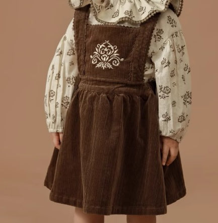 Embroidered Corduroy Pinafore Dress