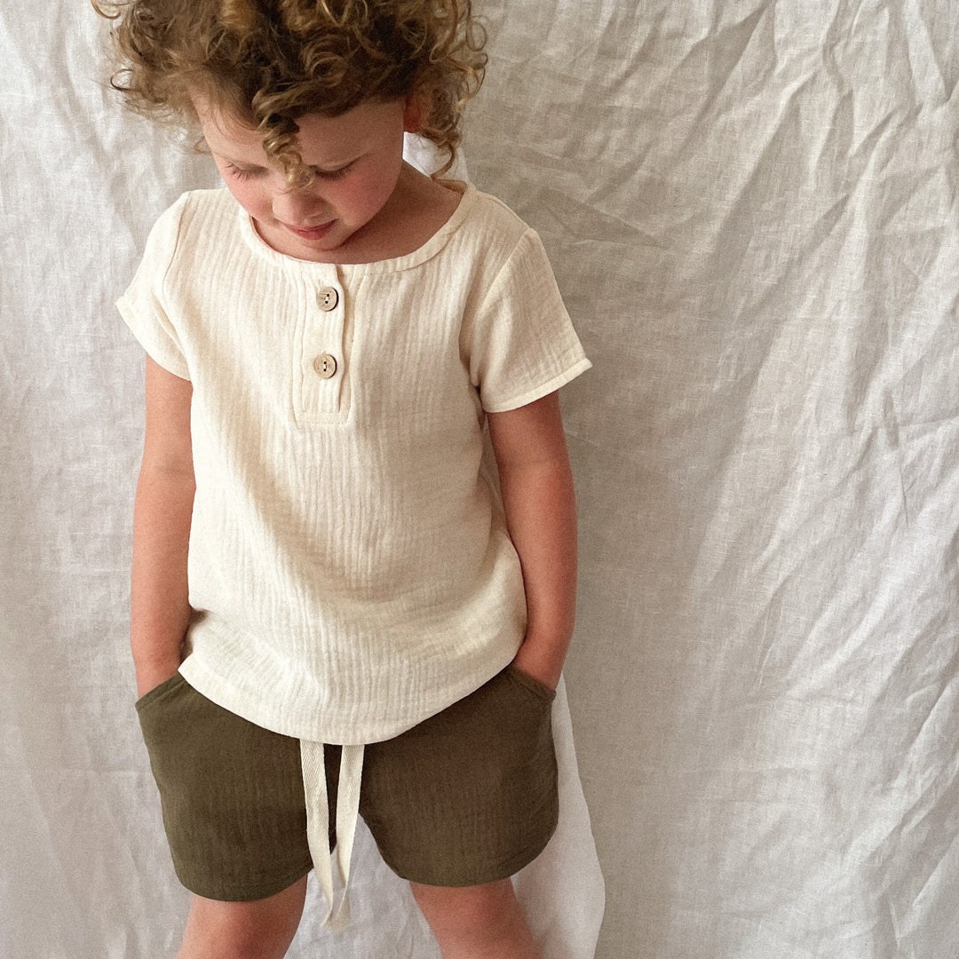 100% Organic Cotton Muslin Summer Shorts