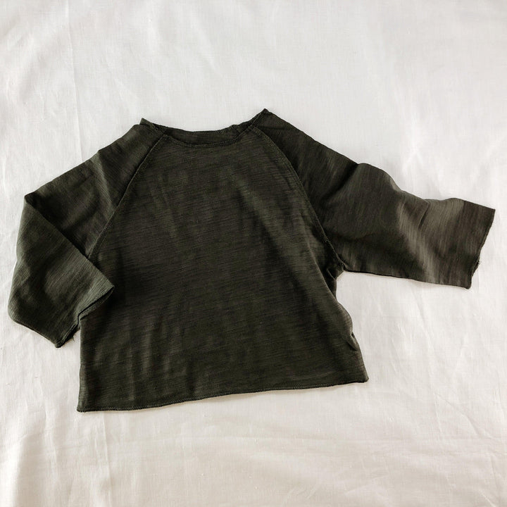 Slub Cotton Long Sleeve T-Shirt with Raw Edging - littleclothingco