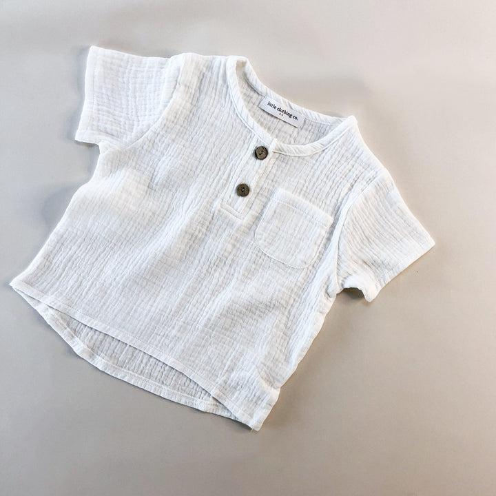 Simplicity - Soft Muslin Crepe Cotton Short Sleeve Shirt - littleclothingco