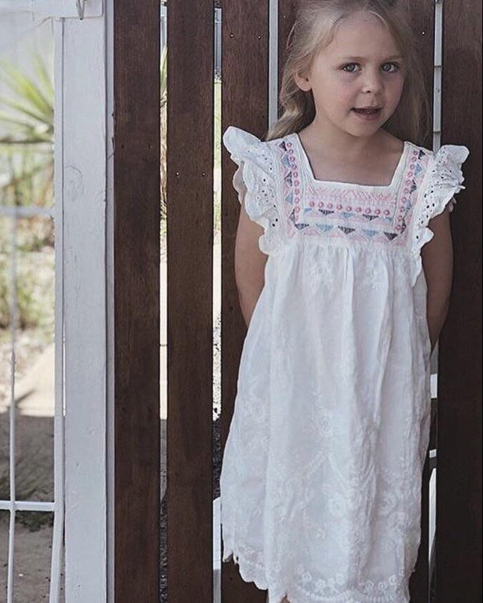 Gracie Lace and Embroidered Dress - littleclothingco