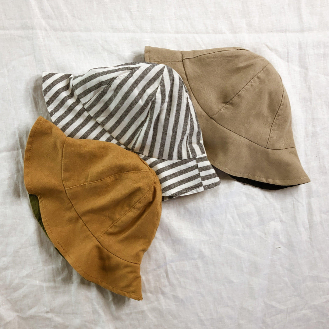 Here Comes The Sun Reversible Hat - Linen/Cotton Blend - littleclothingco