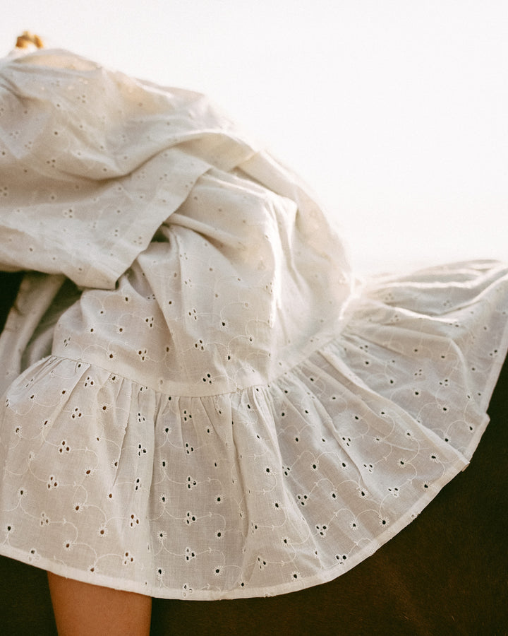 Vintage Inspired Broderie Anglaise Organic Cotton Skirt