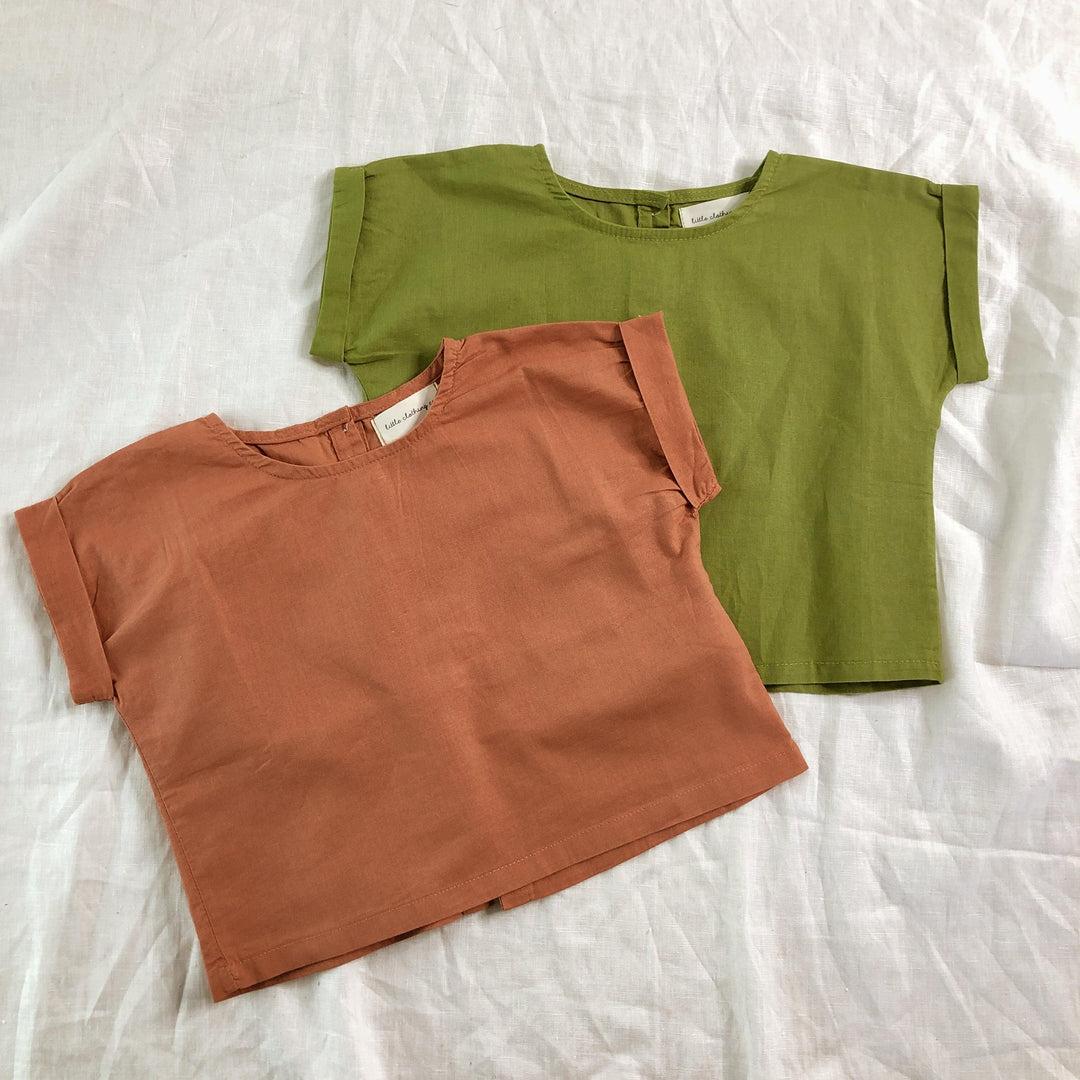 Boxy Button Back Top - Linen - littleclothingco