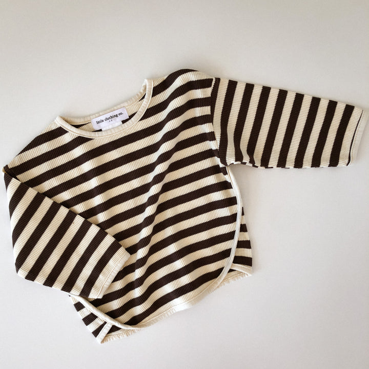 Stripe Waffle Pullover