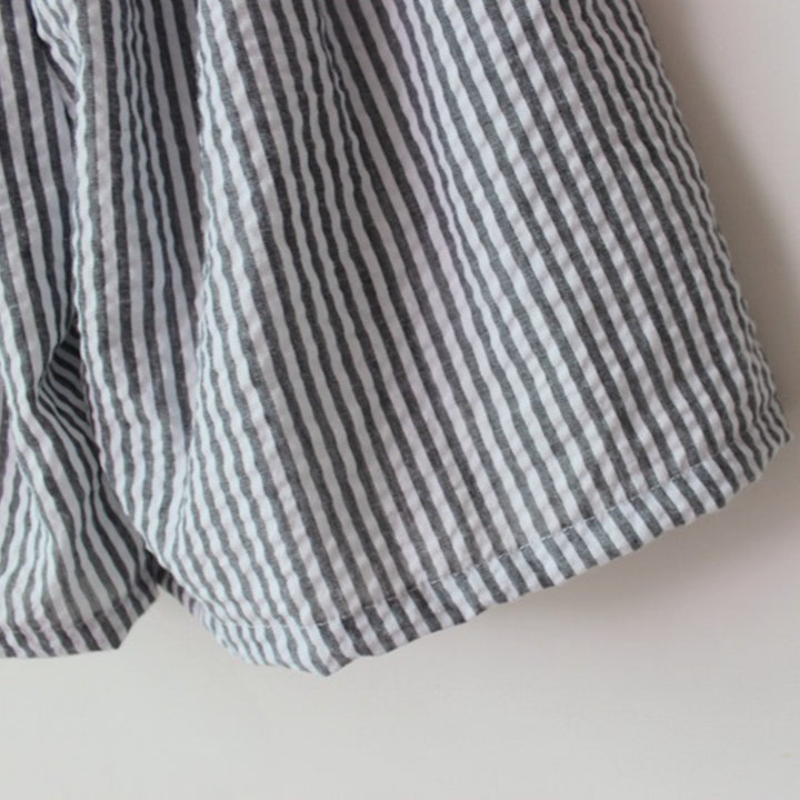 Lightweight & Flowy Summer Stripe Culotte 3/4 Pants - 100% Cotton Seersucker