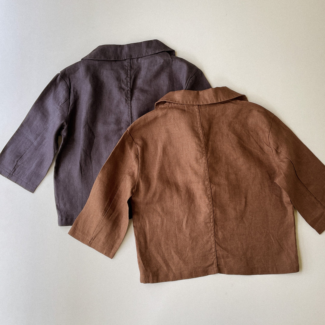 Soft Flax Linen Casual Jacket - SIZE 3-4 & 4-5