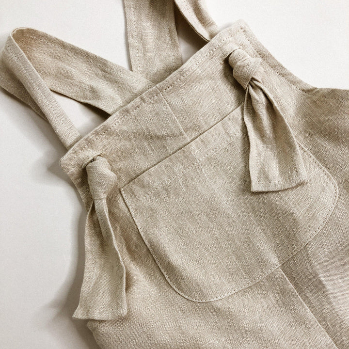 Summertime Tie Straps Linen Short Overalls - littleclothingco