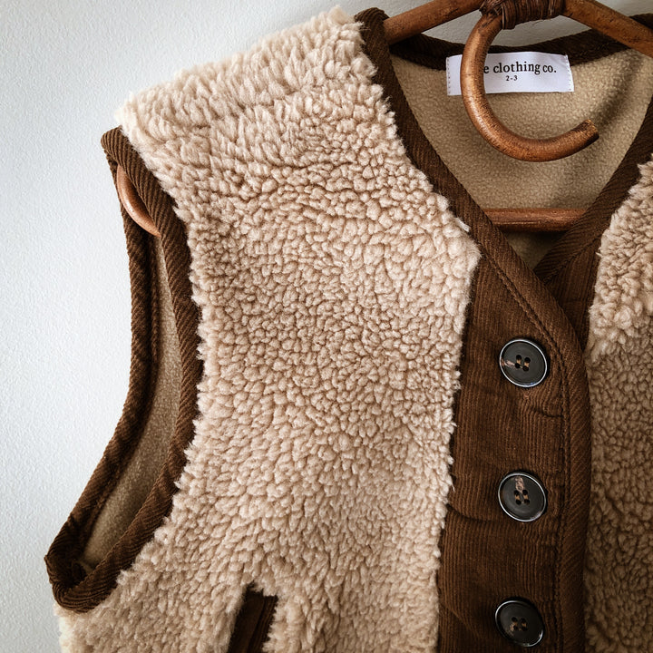 Cosy Teddy Vest with Corduroy Trim