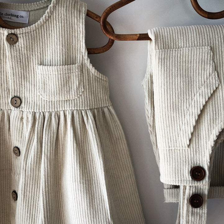 Pinny Button Up Corduroy Pinafore Dress - SIZE 4-5