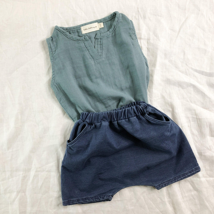 Classic Denim Shorts - Cotton Chambray - littleclothingco