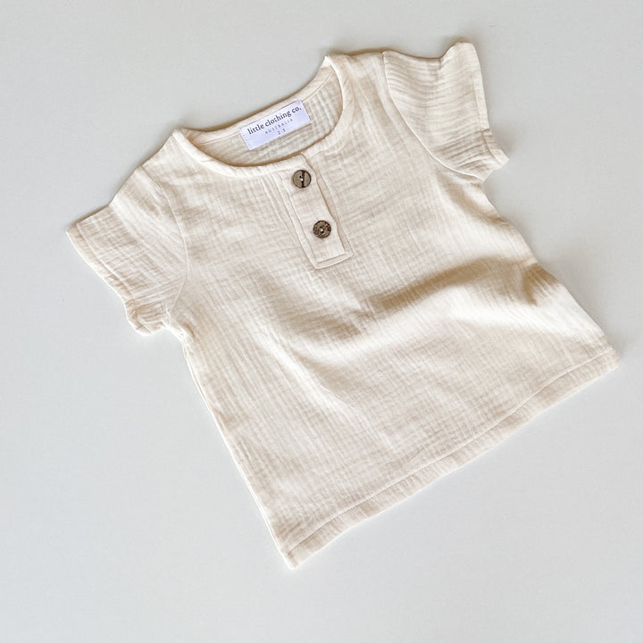 100% Organic Cotton Muslin Short Sleeve Shirt