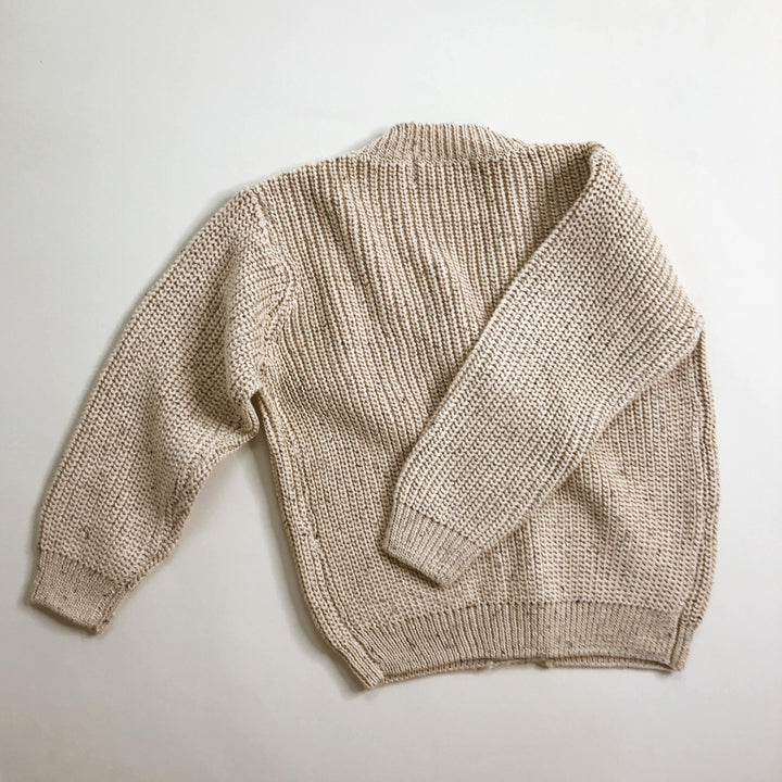 Chunky Rib Speckle Knit Cardigan in Oatmeal - littleclothingco