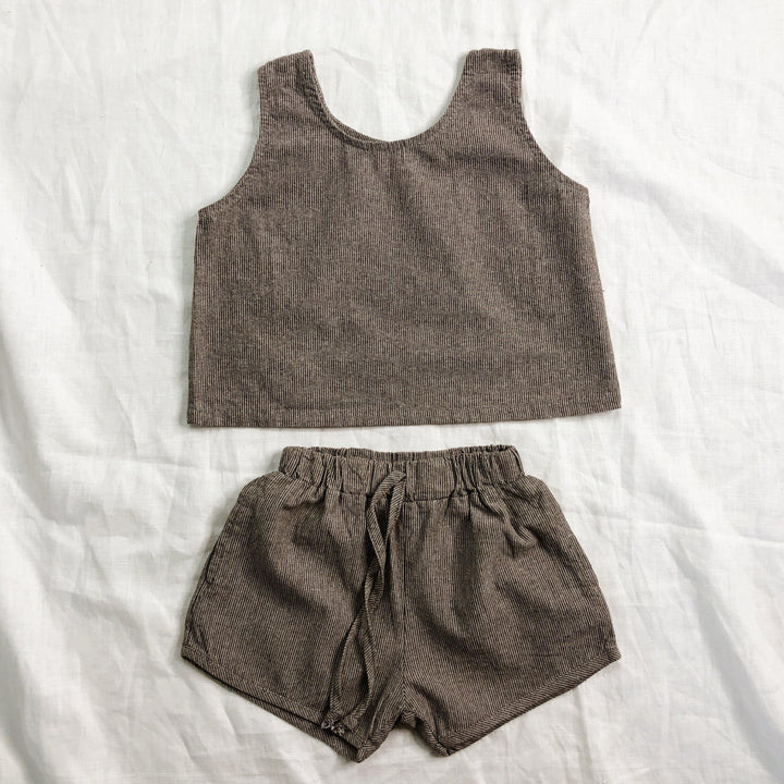 Pinstripe Summer Set - Linen/Cotton - littleclothingco