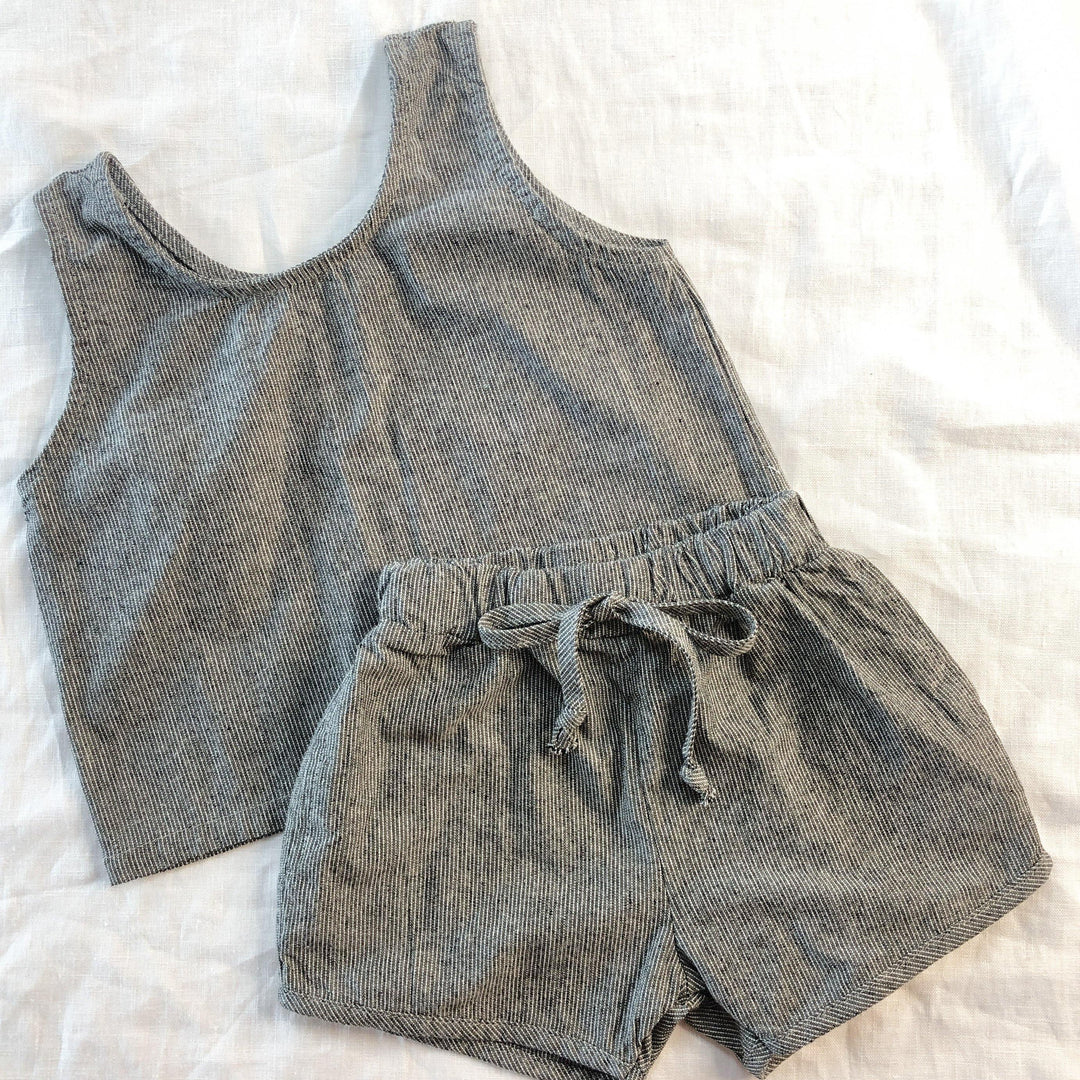 Pinstripe Summer Set - Linen/Cotton - littleclothingco