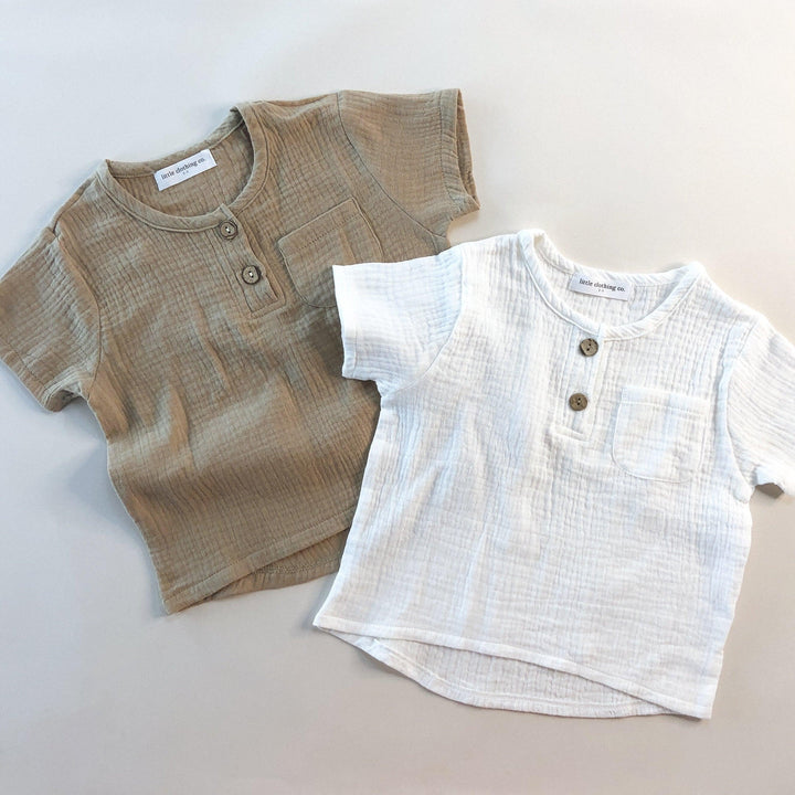 Simplicity - Soft Muslin Crepe Cotton Short Sleeve Shirt - littleclothingco