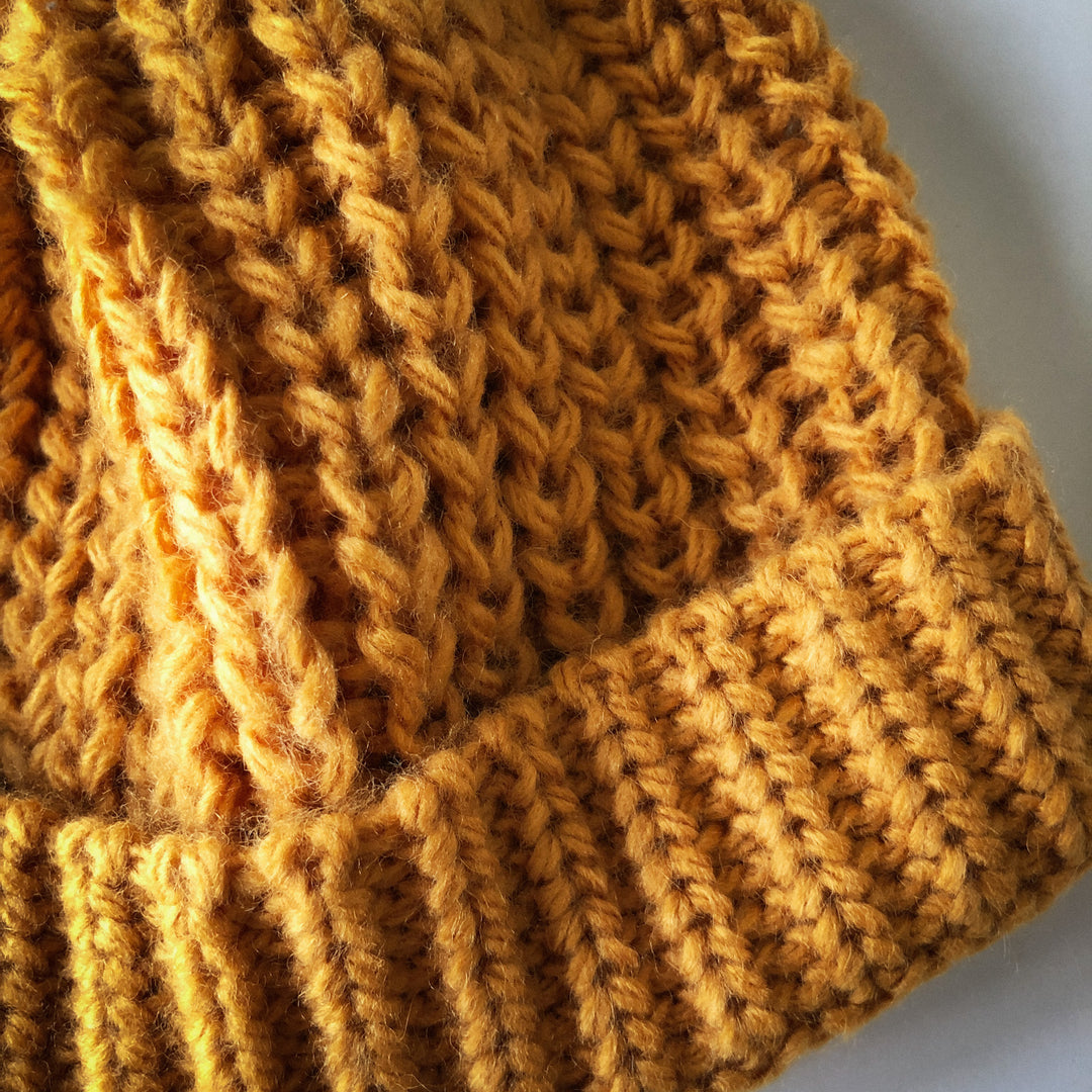 Vintage Inspired Mustard Wool Knit Beanie