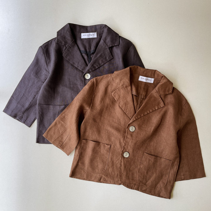 Soft Flax Linen Casual Jacket - SIZE 3-4 & 4-5