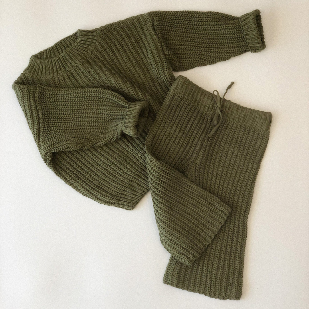 Olive 100% Cotton Knit Pants