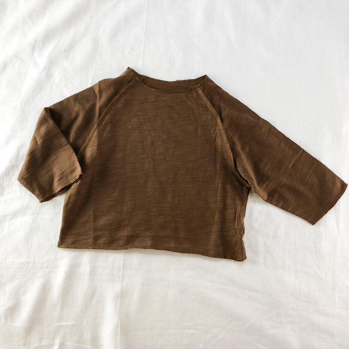 Slub Cotton Long Sleeve T-Shirt with Raw Edging - littleclothingco