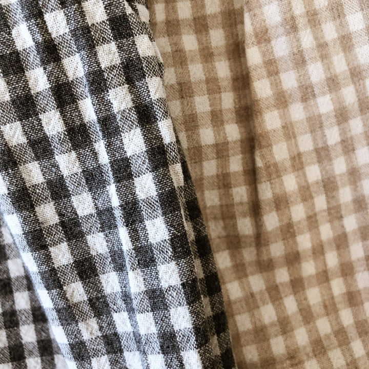 Gingham Check 3/4 Length Shorts - Linen/Cotton - littleclothingco
