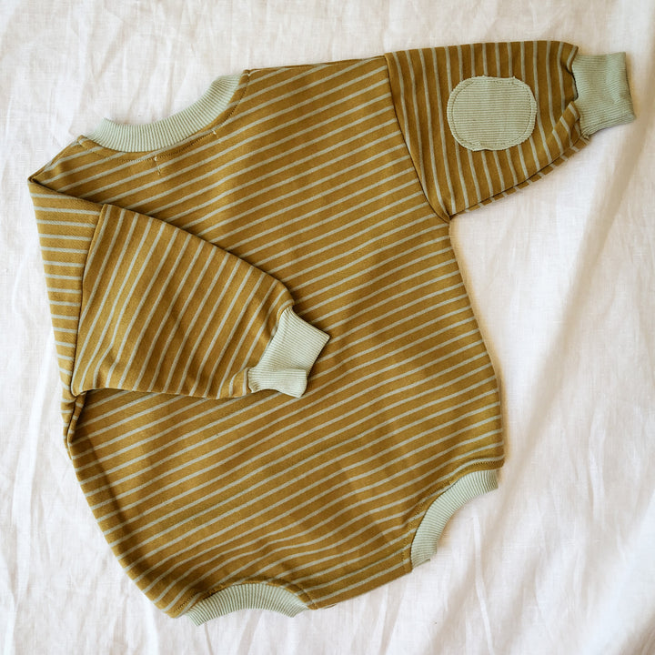 Retro Stripe Jumper Romper with Elbow Patches - SIZE NEWBORN & 3-6M