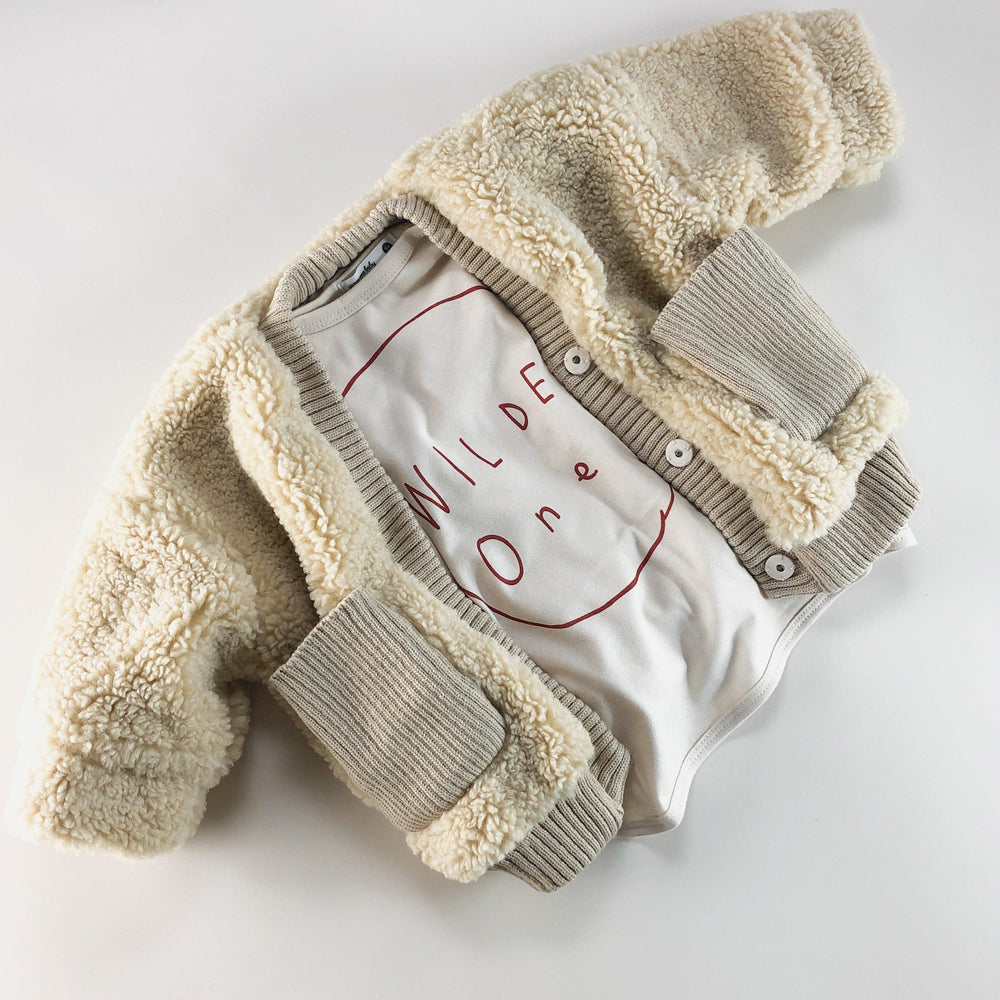 Rory Teddy Bear Jacket in Pink & Oatmeal - littleclothingco
