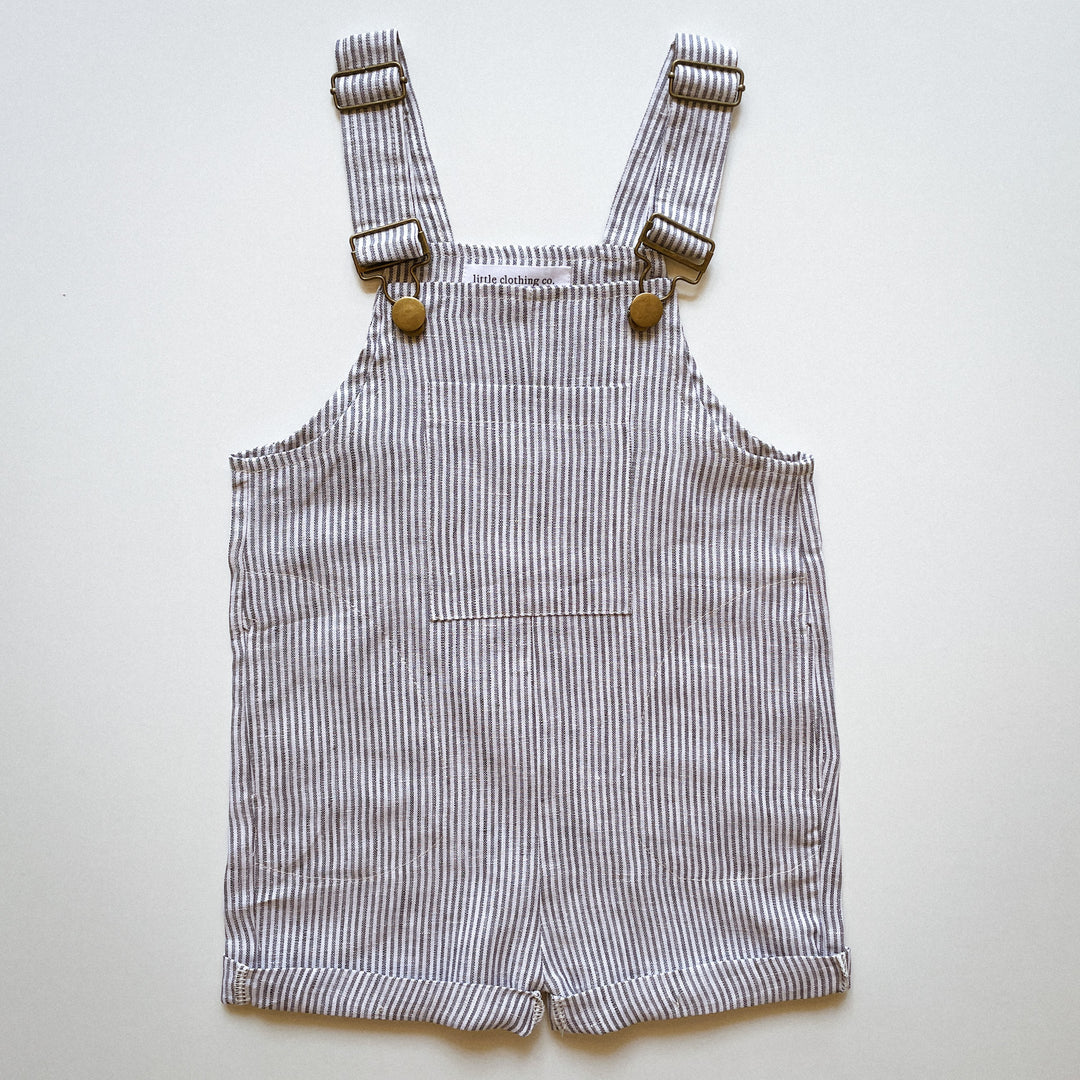 Classic Blue Striped 100% Linen Overalls