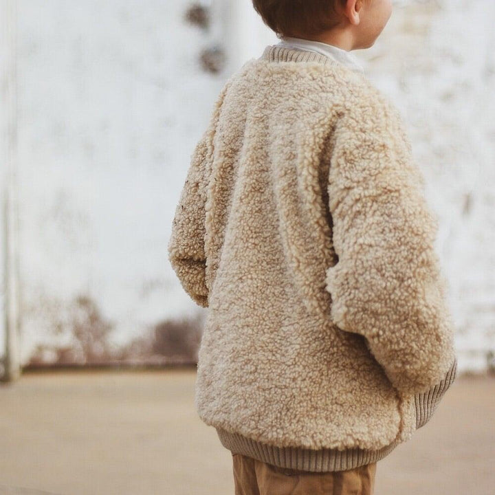 Rory Teddy Bear Jacket in Pink & Oatmeal - littleclothingco