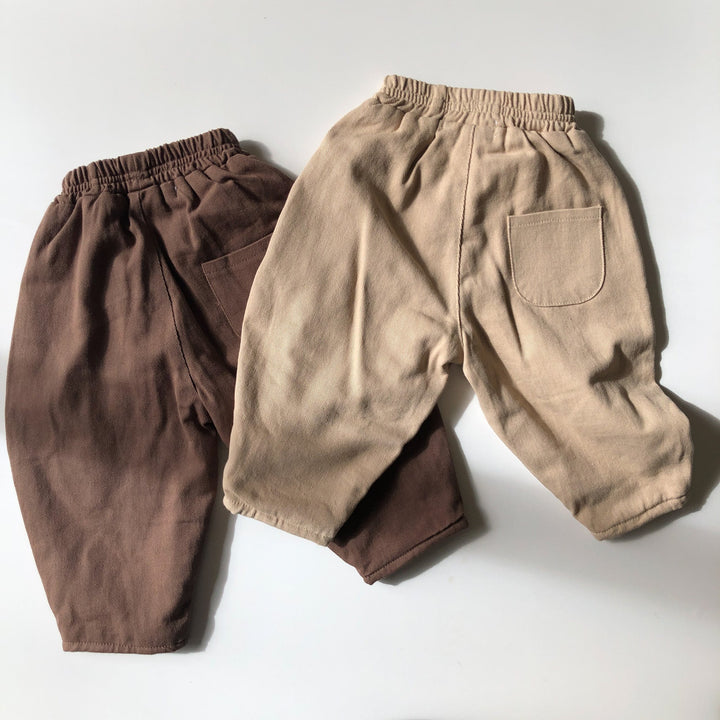 Cotton Twill Pants with Panel Detail and Warm Fleece Lining - SIZE 2-3 and 4-5