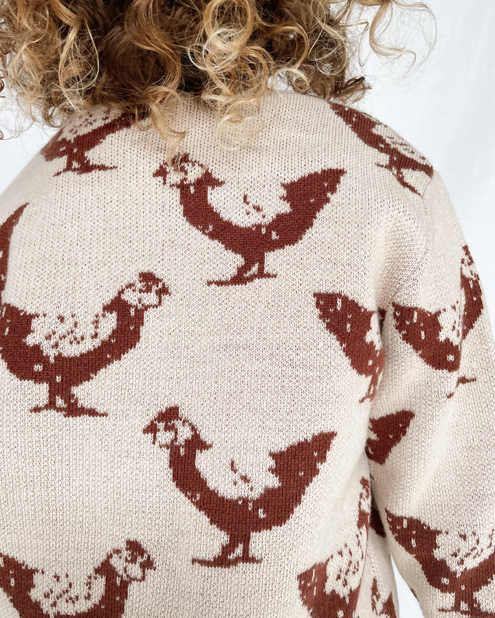 Chickens All Over! Knit Cardigan