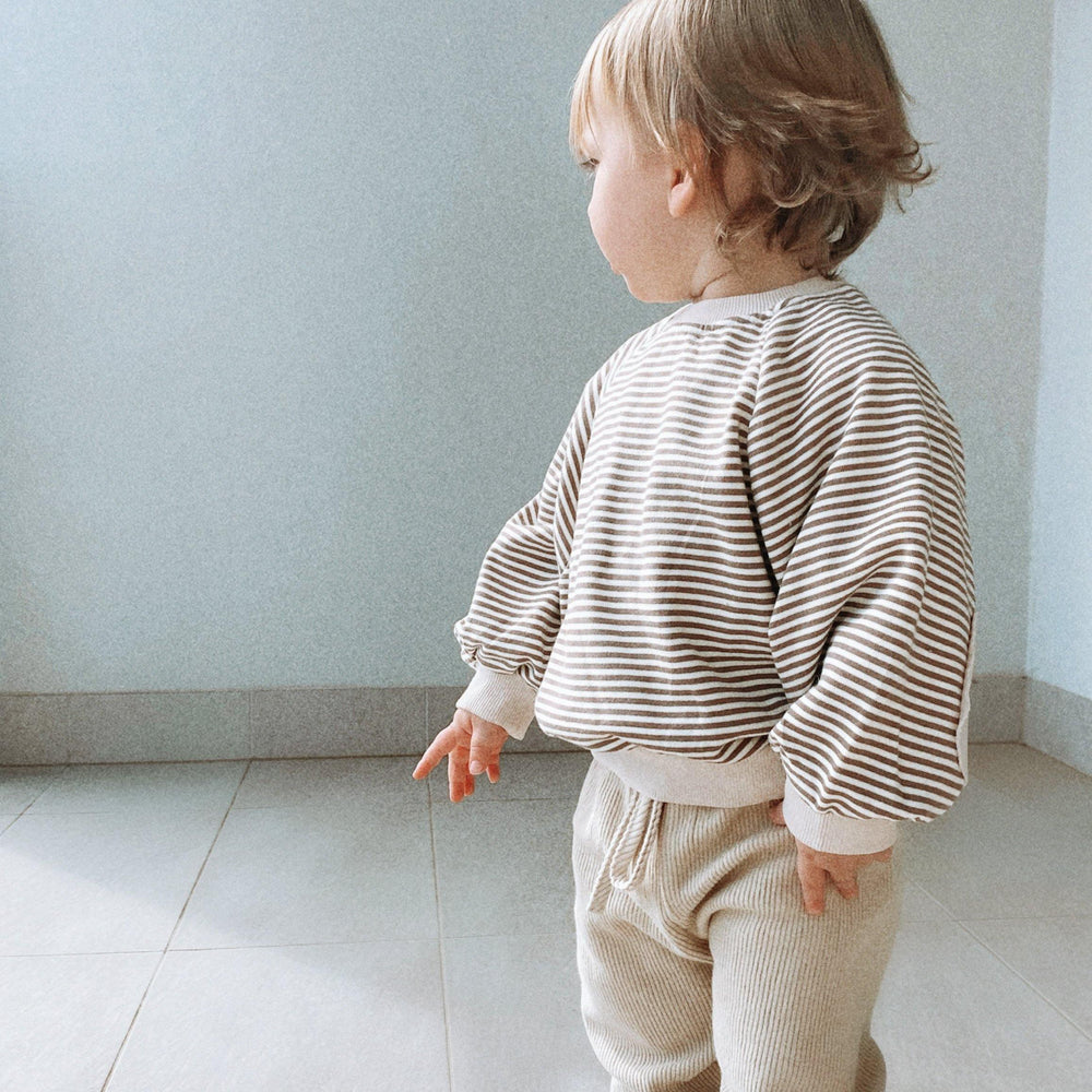 Stripe Lounge Jumper with Elbow Patches - littleclothingco
